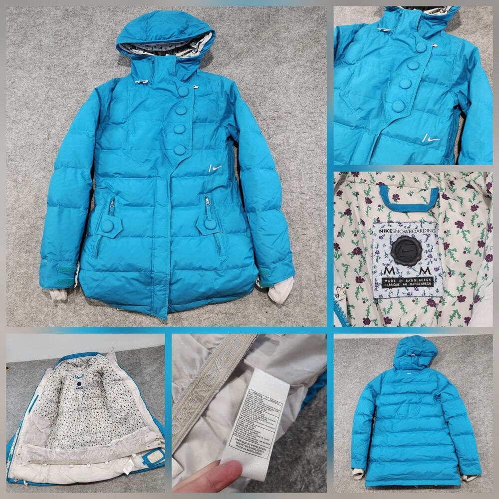 Nike Snowboarding‎ Womens M Medium Goose Down Recco Hooded Puffer Parka Jacket